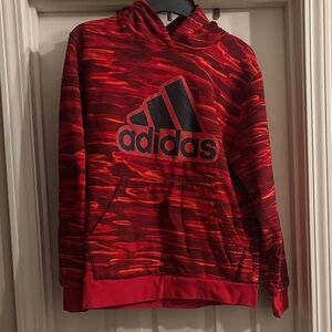 Adidas Kids Fiery Red patterned Hoodie size XL
